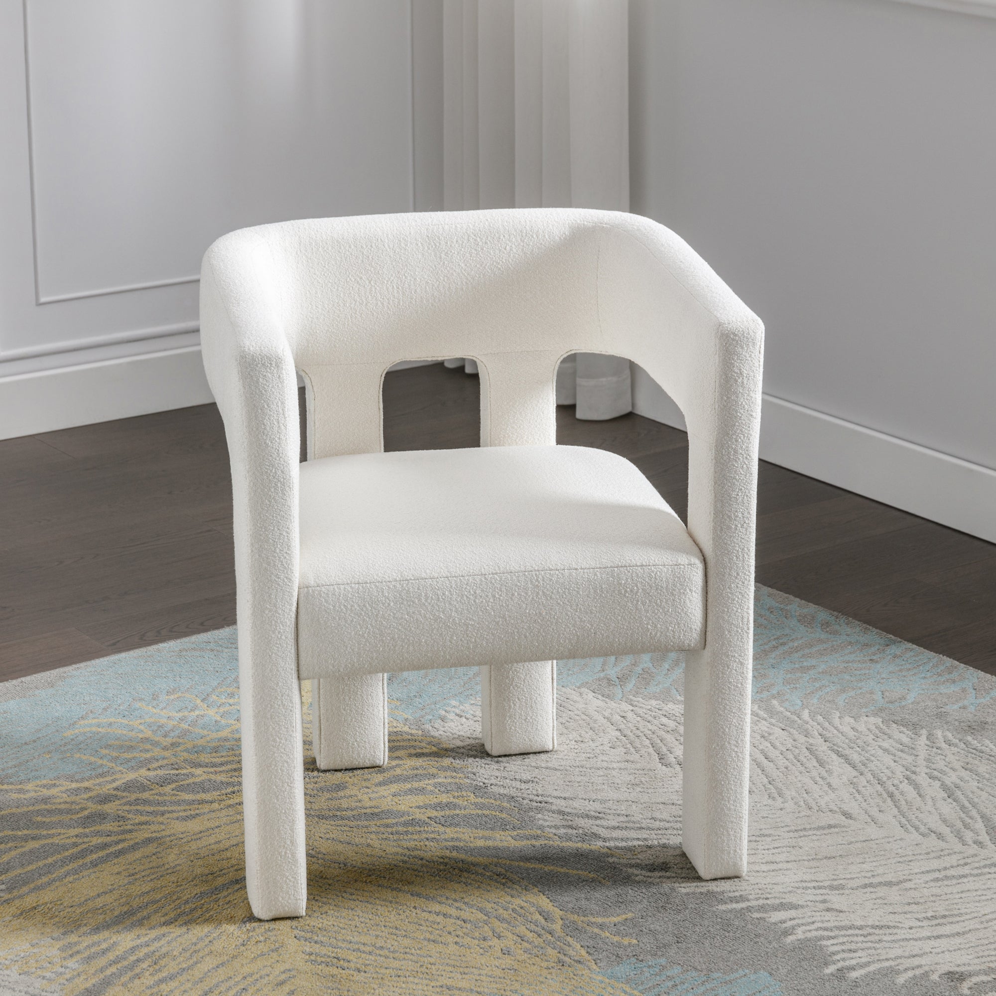 HAOYYE Contemporary Designed Fabric Upholstered Accent Chair Dining Chair for Living Room, Bedroom, Dining Room, Beige Sturdy Space-Saving Heavy Duty Modern Design Adults Dorm Room Easy Assembly