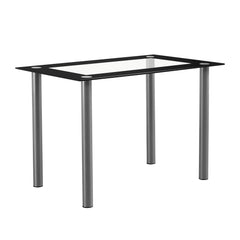HAOYYE Elegant Tempered Glass Dining Table with Rust-Resistant Stainless Steel Frame, Durable and Sturdy Modern Dining Table for Kitchen, Dining Room, or Living Area, Easy to Clean and Long-Lasting