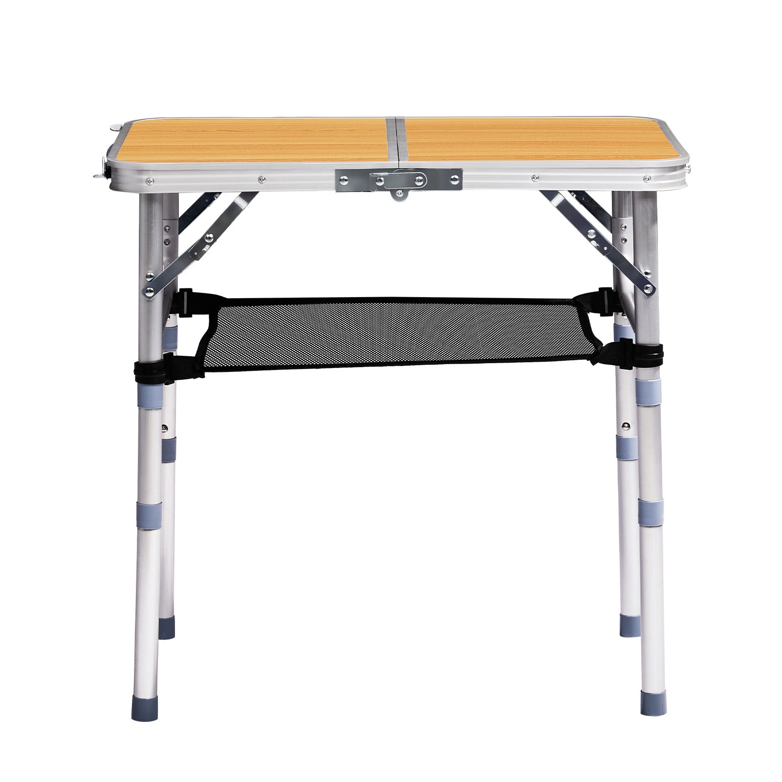 HAOYYE Wooden Pattern with 3 Adjustable Heights Outdoor Folding Camping Table, Portable Aluminum Foldable Patio Side Table, Lightweight and Durable Design with Carry Handle for Hiking, Picnic, BBQ, Beach, Indoor or Outdoor Use