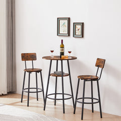 HAOYYE Round Bar Stool Set with Shelves, Stool with Backrest Sturdy Space-Saving Heavy Duty Design, Easy Assembly for Dorm Rooms, Bedrooms, and Modern Living Spaces