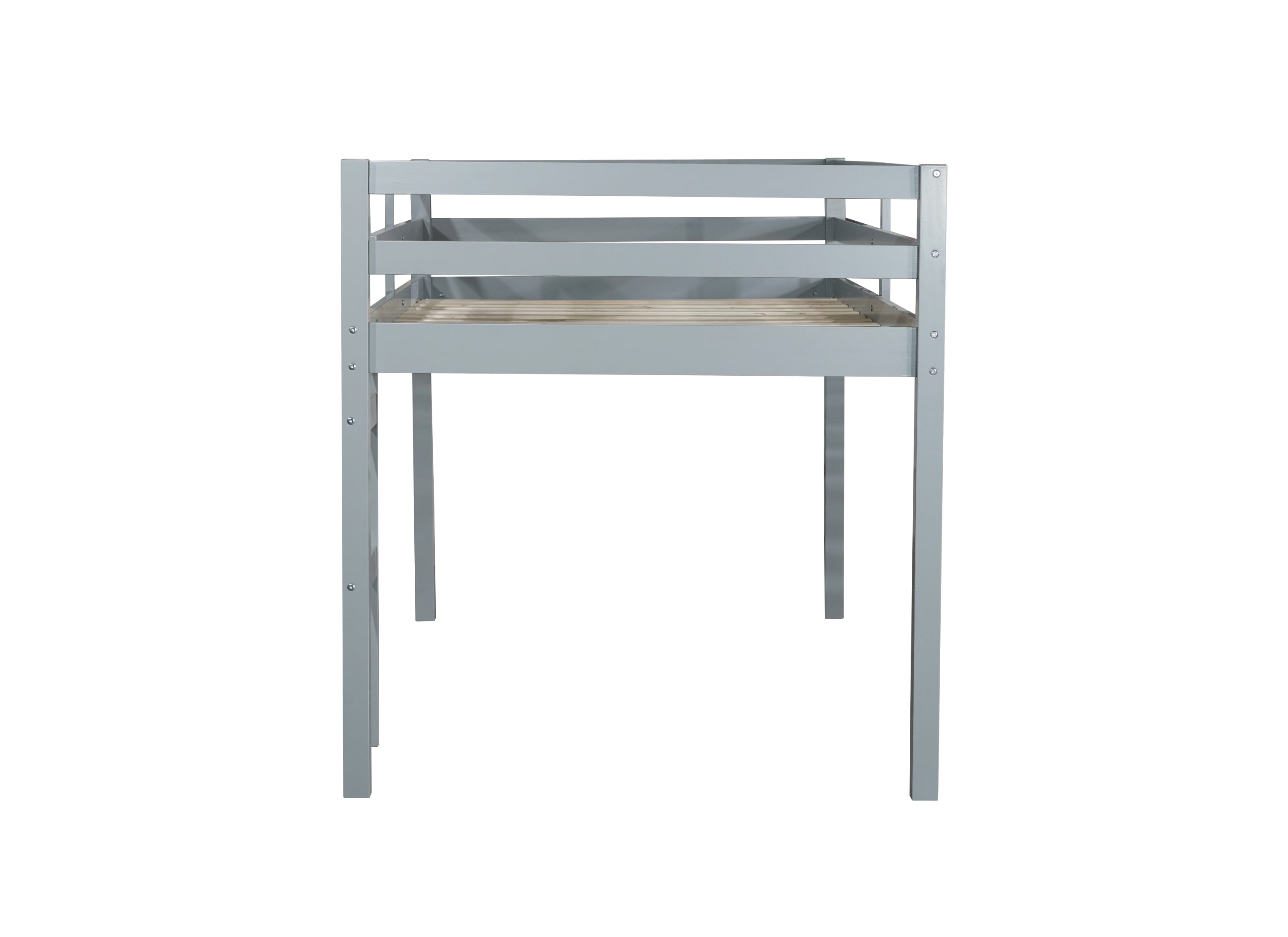 HAOYYE Solid Wooden, Rubber Wooden Twin Loft Bed with Ladder, Bed Platform of Strengthened Slats , Grey Sturdy Space-Saving Heavy Duty Modern Design Adults Dorm Room Easy Assembly Bedroom Furniture