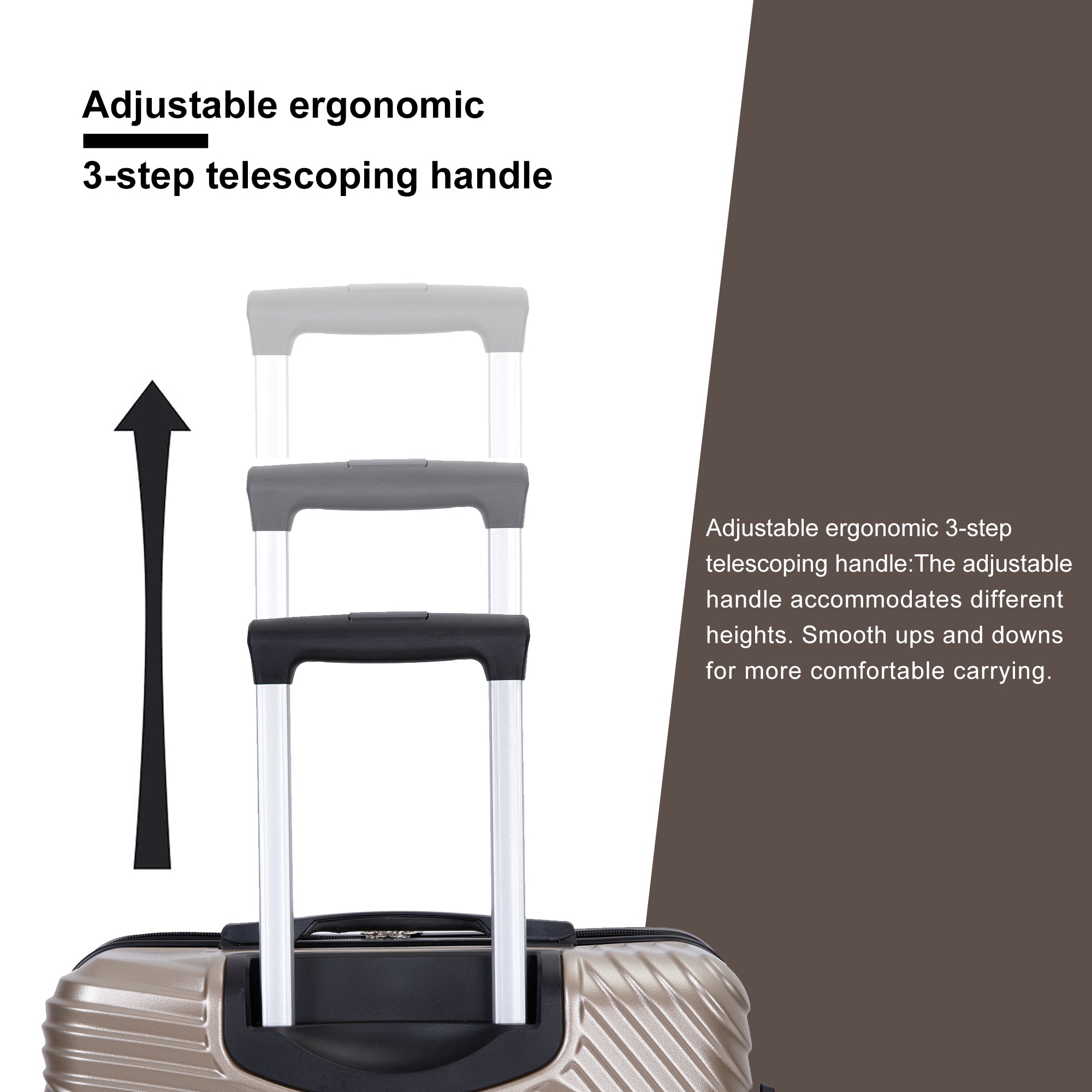 HAOYYE 3 Piece Luggage Sets PC+ABS Lightweight Suitcase with Two Hooks, Spinner Wheels, (20/24/28) Gold Sturdy Space-Saving Heavy Duty Modern Design Adults Dorm Room Easy Assembly Bedroom Furniture