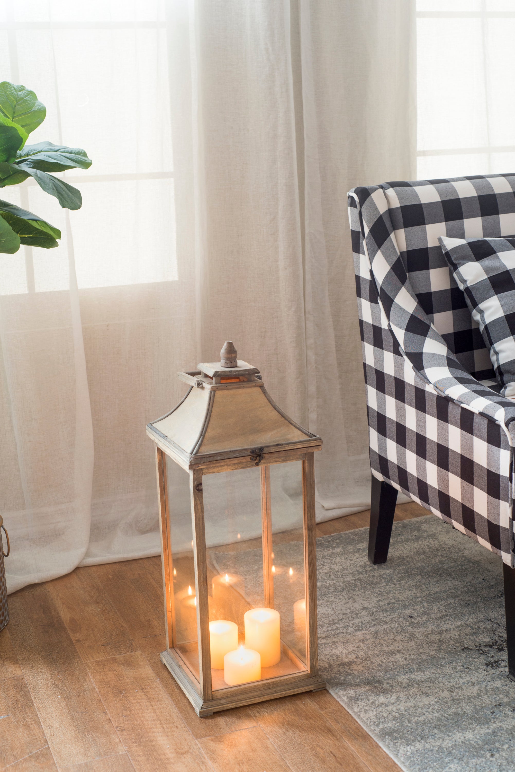 HAOYYE Wooden Candle Lantern Decorative, Hurricane Lantern Holder Decor for Indoor Outdoor, Home Garden Wedding Sturdy Space-Saving Heavy Duty Modern Design Adults Dorm Room Easy Assembly