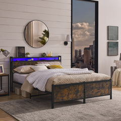HAOYYE iron bed frame, metal bed frame, wrought iron bed frame, iron platform bed frame, iron canopy bed frame, iron twin bed frame, iron queen bed frame, iron double bed frame, iron sin Sturdy Space-Saving