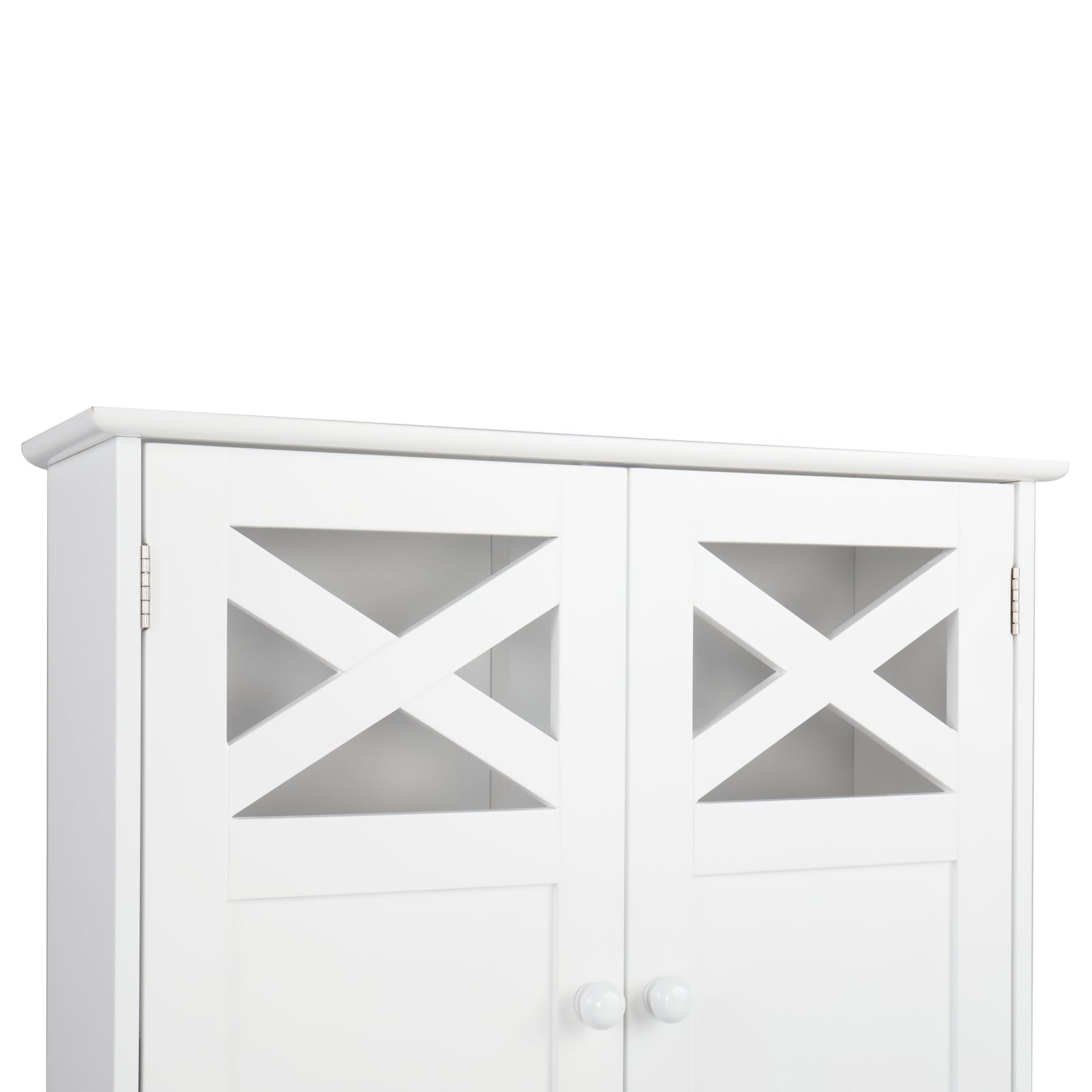 HAOYYE Double Door Fork Toilet Cabinet White, Bathroom Storage Organizer with Spacious Shelves and Durable Construction, Stylish Space-Saving Design for Efficient Bathroom Organization and Easy Access