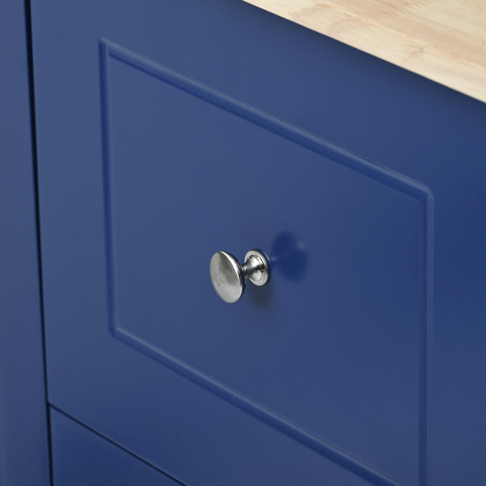 HAOYYE Rolling Mobile Kitchen Island with Drop Leaf - Solid Wood Top, Locking Wheels & Storage Cabinet 52.7 Inch Width(Dark blue) Sturdy Space-Saving Heavy Duty Modern Design Adults Dorm Room