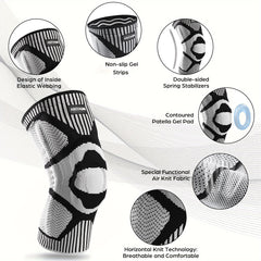 HAOYYE Compression Knee Sleeves with Patella Gel Pad and Side Stabilizers, Knee Support for Weightlifting Running Workout Arthritis Meniscus Tear, Pain Relief for Men and Women, Durable and Comfortable