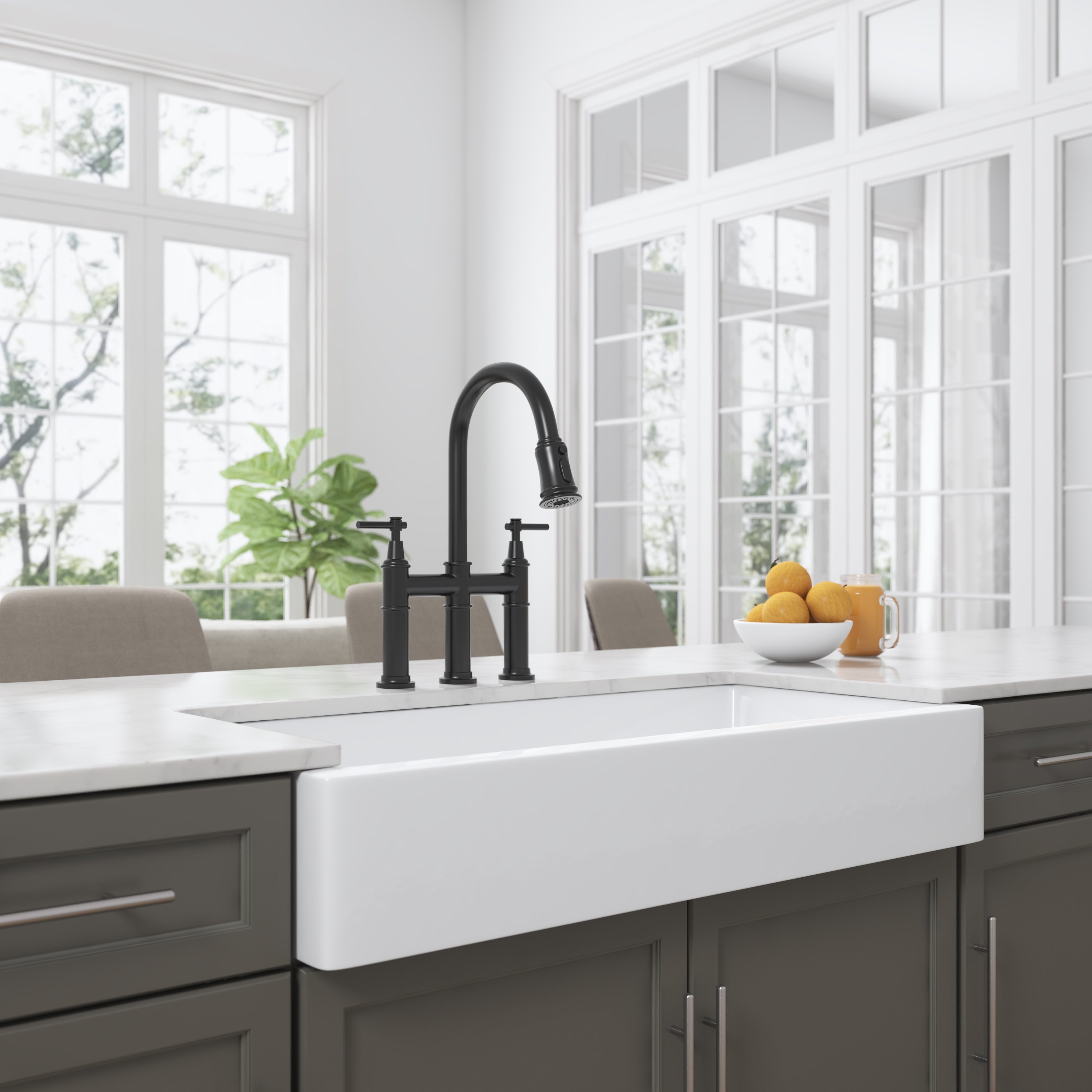 HAOYYE Bridge Kitchen Faucet with Pull-Down Sprayhead in Spot Sturdy Space-Saving Heavy Duty Modern Design Adults Dorm Room Easy Assembly Bedroom Furniture
