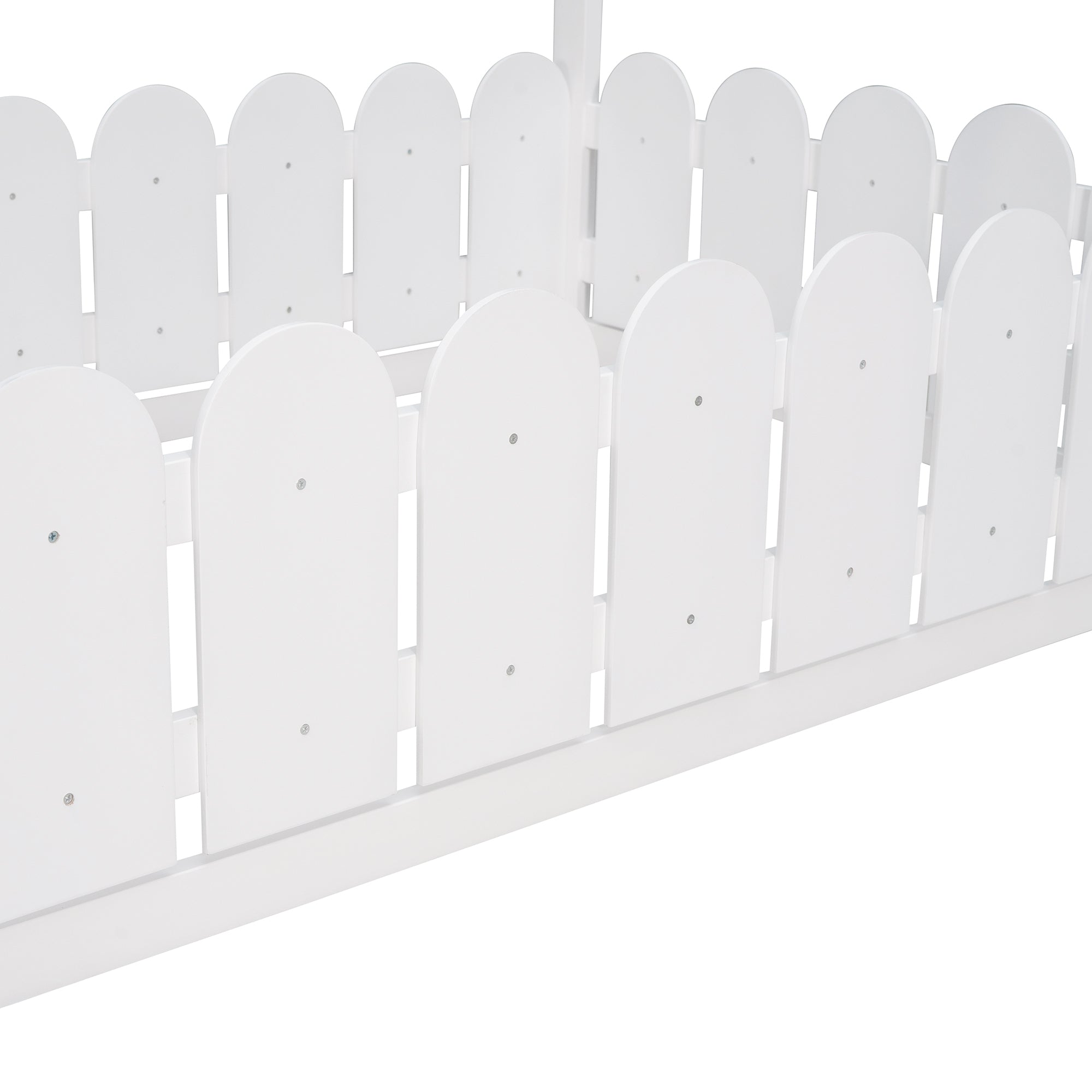 HAOYYE Twin Size Wood Bed House Bed Frame with Fence,for ,Teens, Girls,Boys {White}{OLD SKU:WF194274AAK} Sturdy Space-Saving Heavy Duty Modern Design Adults Dorm Room