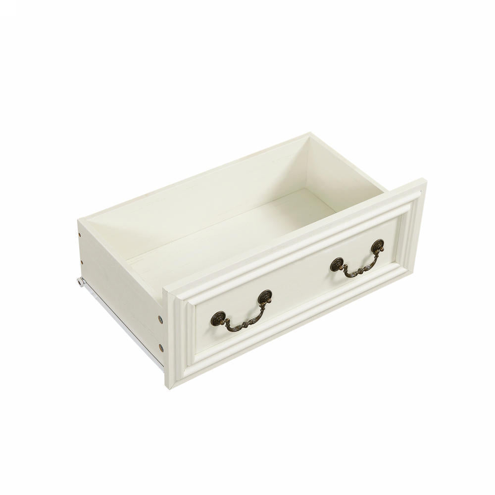 HAOYYE Farmhouse 7-Drawer Dresser With Rustic Natural Texture, Vintage Design Storage Chest, Organizer For Bedroom, Living Room, Hallway, Antique White Sturdy Space-Saving Furniture