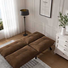 HAOYYE Leather Feel Brown Convertible Folding Sofa Bed, Sturdy Space-Saving Heavy Duty Modern Design for Adults Dorm Room Easy Assembly Bedroom Furniture