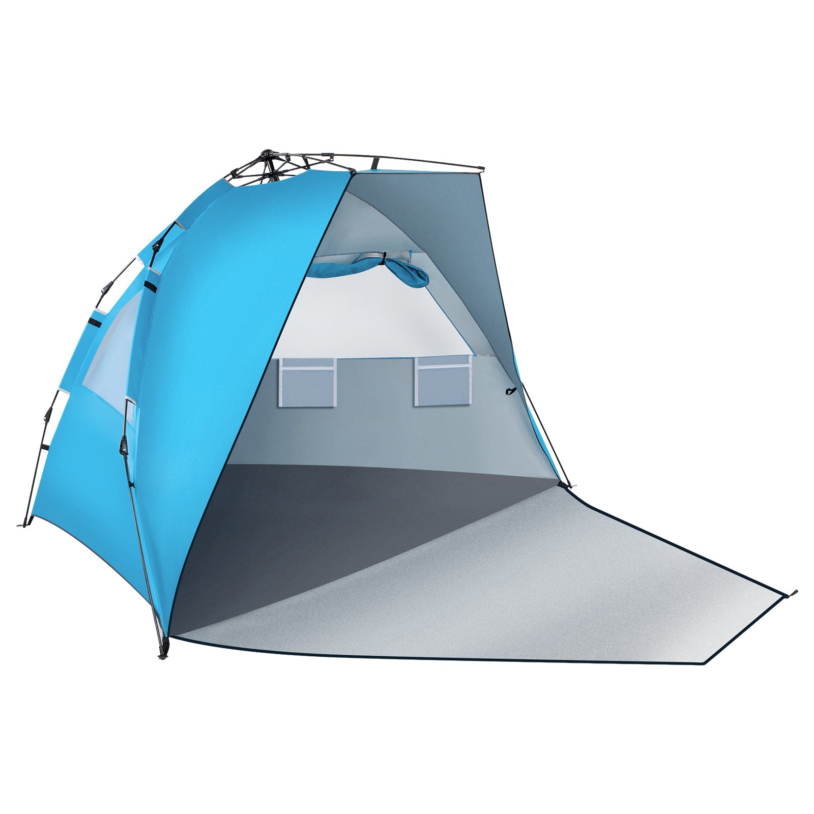 HAOYYE Quick Open Pop Up Beach Tent Blue Portable Sun Shelter with Fiberglass Poles and Durable Oxford Fabric Lightweight Easy Setup UV Resistant Shade Canopy for Outdoor Camping Picnic Travel Patio and Beach Use