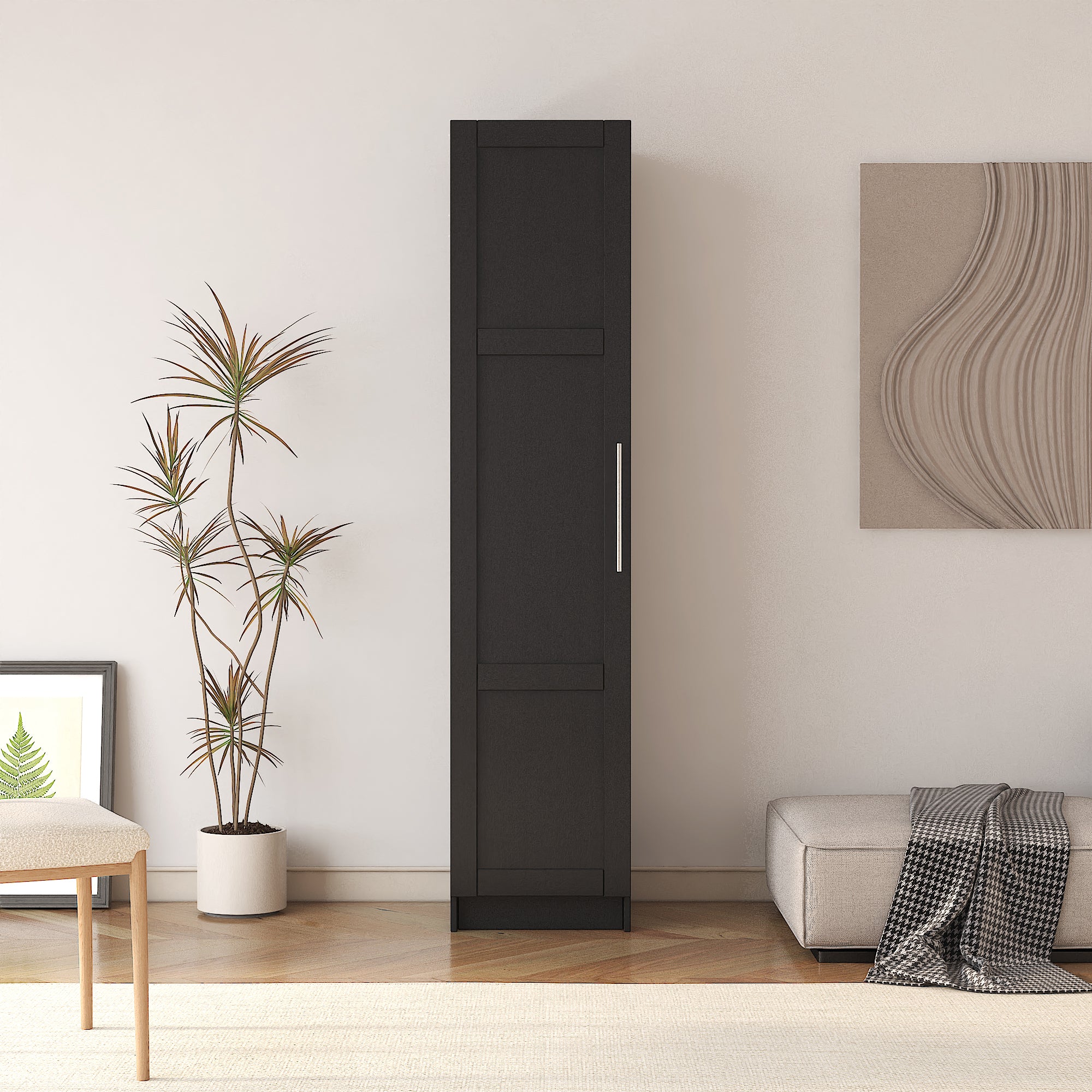 HAOYYE Stackable Wall Mounted Storage Cabinet, 15.75" D x 15.75" W x 70.87" H,black Sturdy Space-Saving Heavy Duty Modern Design Easy Assembly Durable Stylish Home Furniture Versatile
