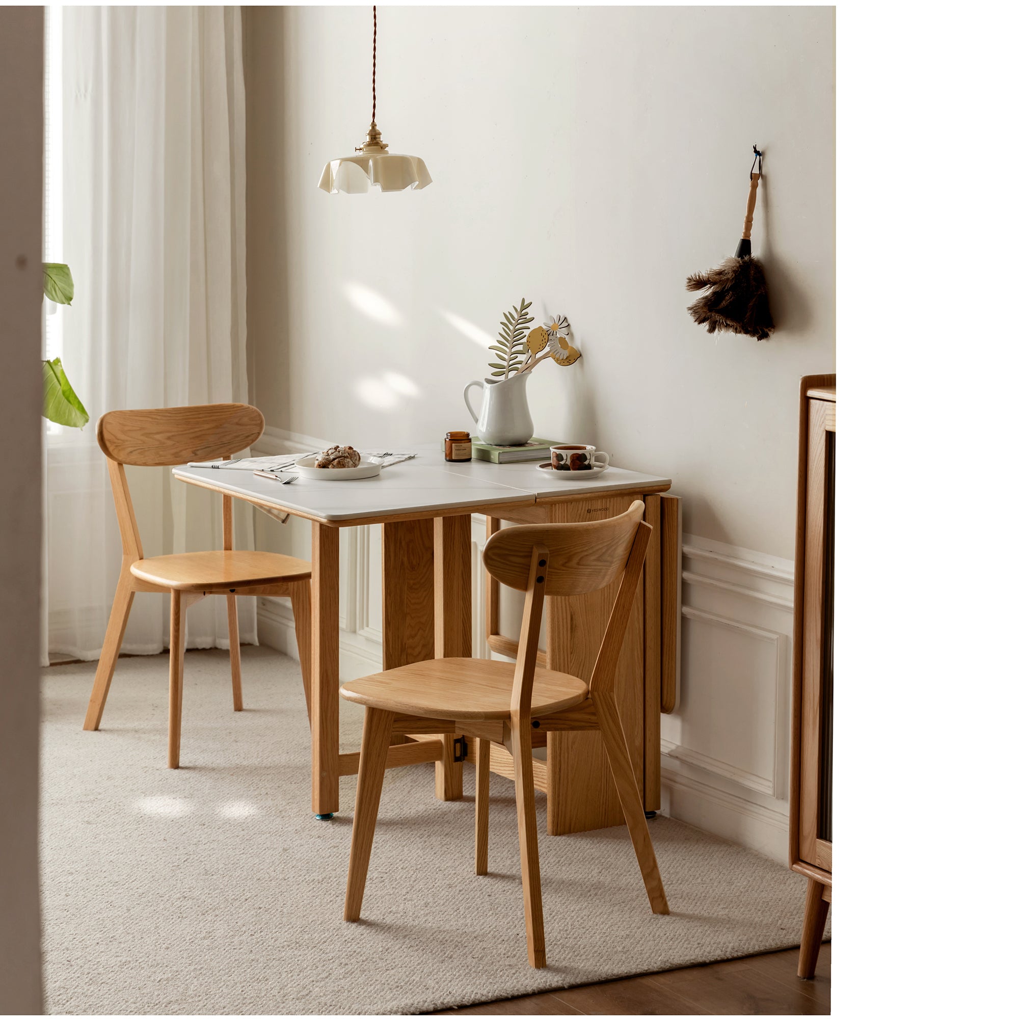 HAOYYE Dining chair wooden FAS grade oak natural wood made in North America 100% dirt-free wood chair solid chair table chair wooden living room chair simple and natural Sturdy Space-Saving