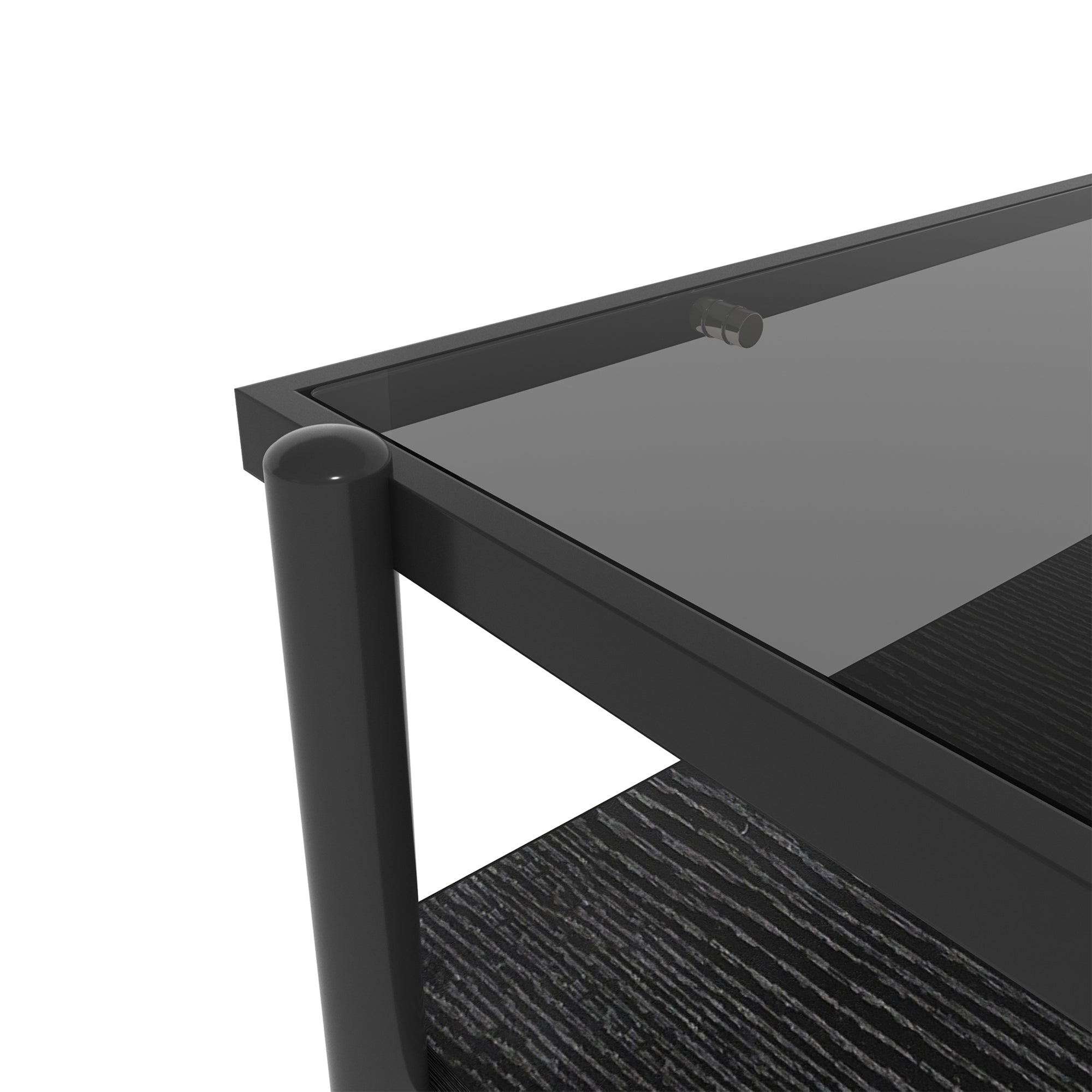 HAOYYE Rectangle Coffee Table with Gray Tempered Glass top and Black Legs,Modern Table for Living Room Sturdy Space-Saving Heavy Duty Modern Design Adults Dorm Room Easy Assembly Bedroom Furniture