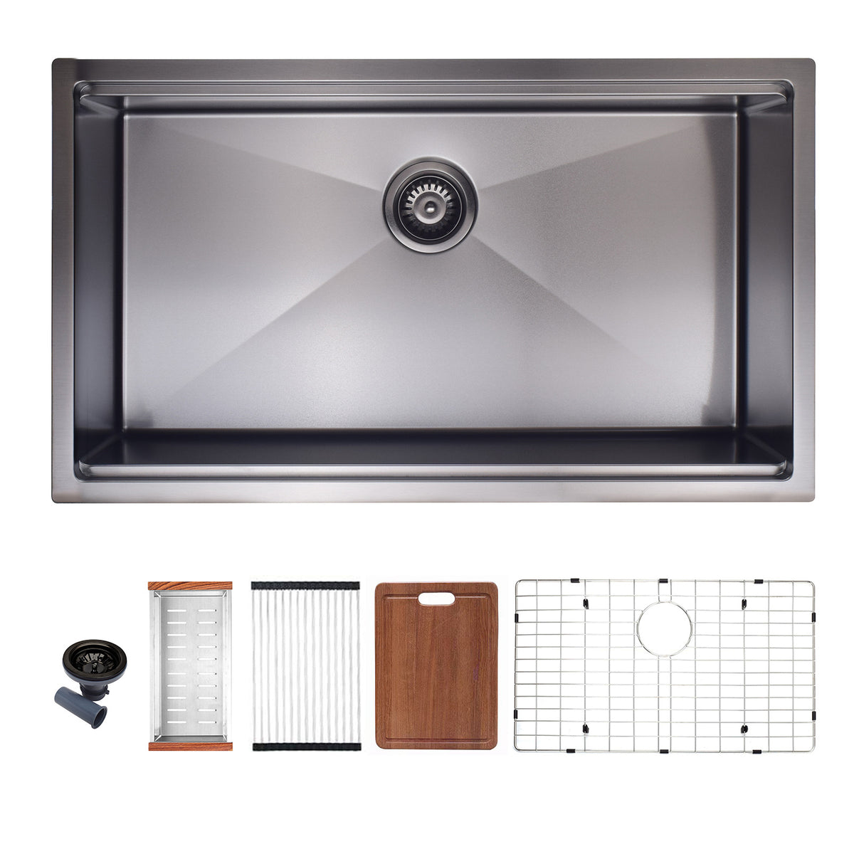 HAOYYE Workstation 32" L X 19" W Undermount Kitchen Sink With Accessories Sturdy Space-Saving Heavy Duty Modern Design Easy Assembly Durable Stylish Home Furniture Versatile
