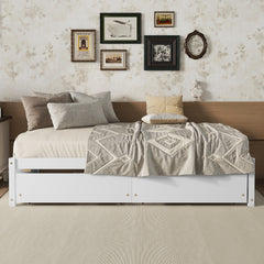 HAOYYE Solid Wood Twin Bed Frame With 2 Storage Drawers, No Box Spring Needed, Space-Saving Heavy Duty Design For Bedroom Or Dorm Room, Sturdy And Easy To Assemble