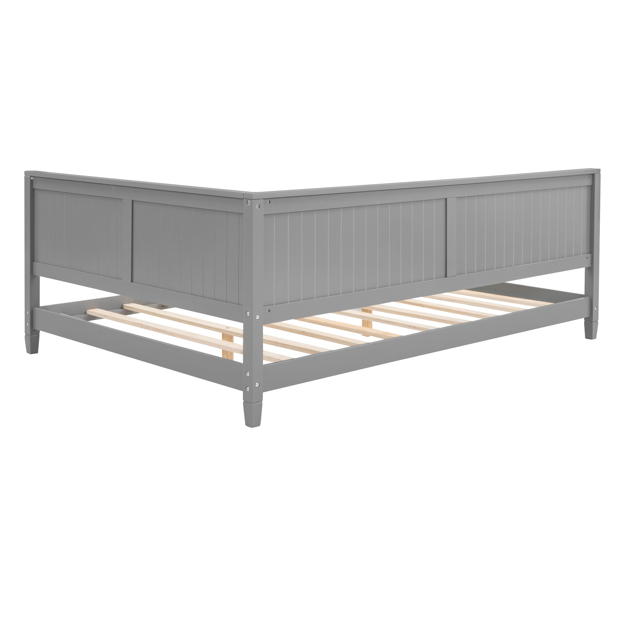 HAOYYE Full Size Wood Daybed/Sofa Bed, Gray Sturdy Space-Saving Heavy Duty Modern Design Adults Dorm Room Easy Assembly Bedroom Furniture