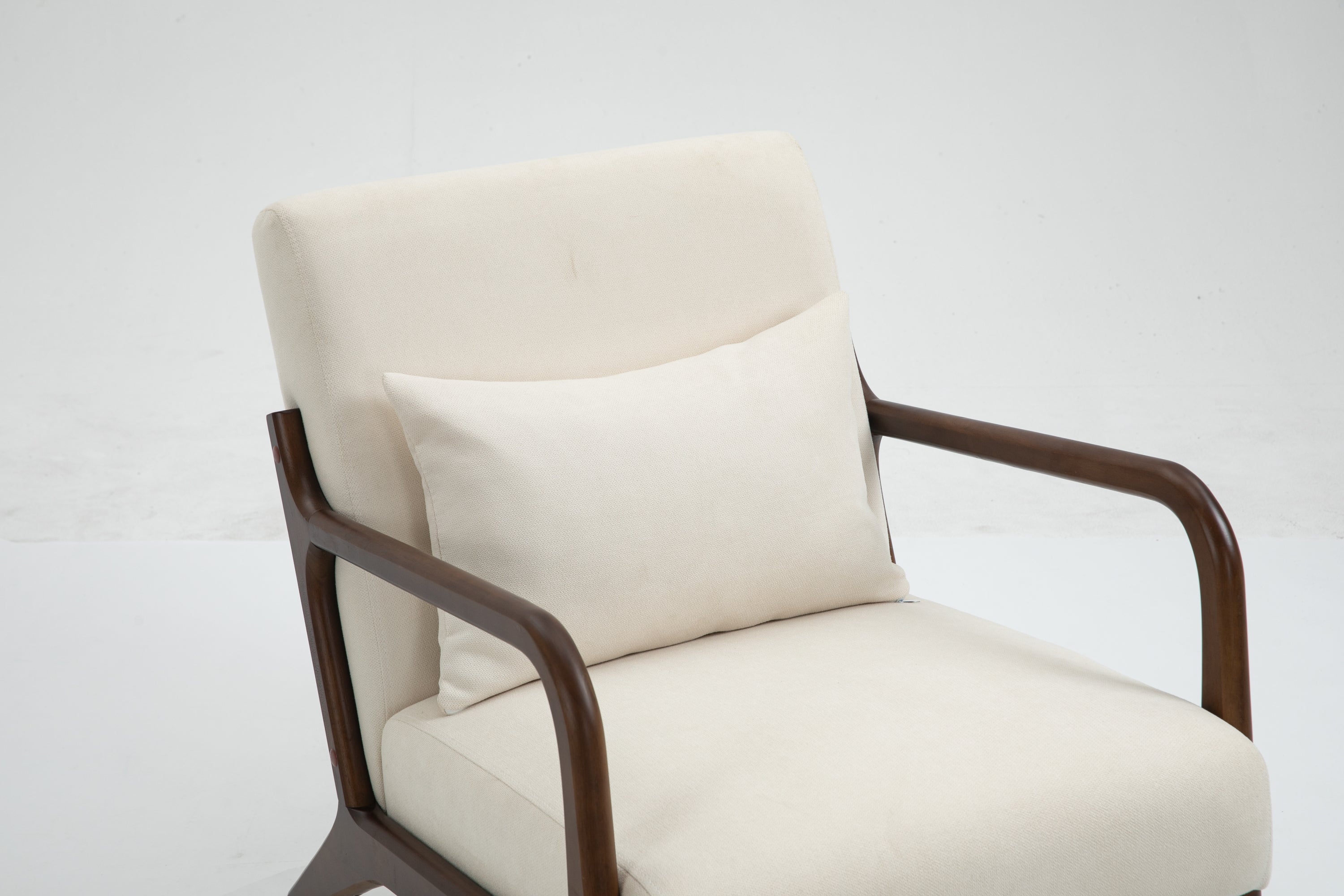 HAOYYE Mid Century Modern Accent Chair with Wood Frame, Upholstered Living Room Chairs with Waist Cushion, Reading Armchair for Bedroom Sunroom Sturdy Space-Saving Heavy Duty Modern Design Adults