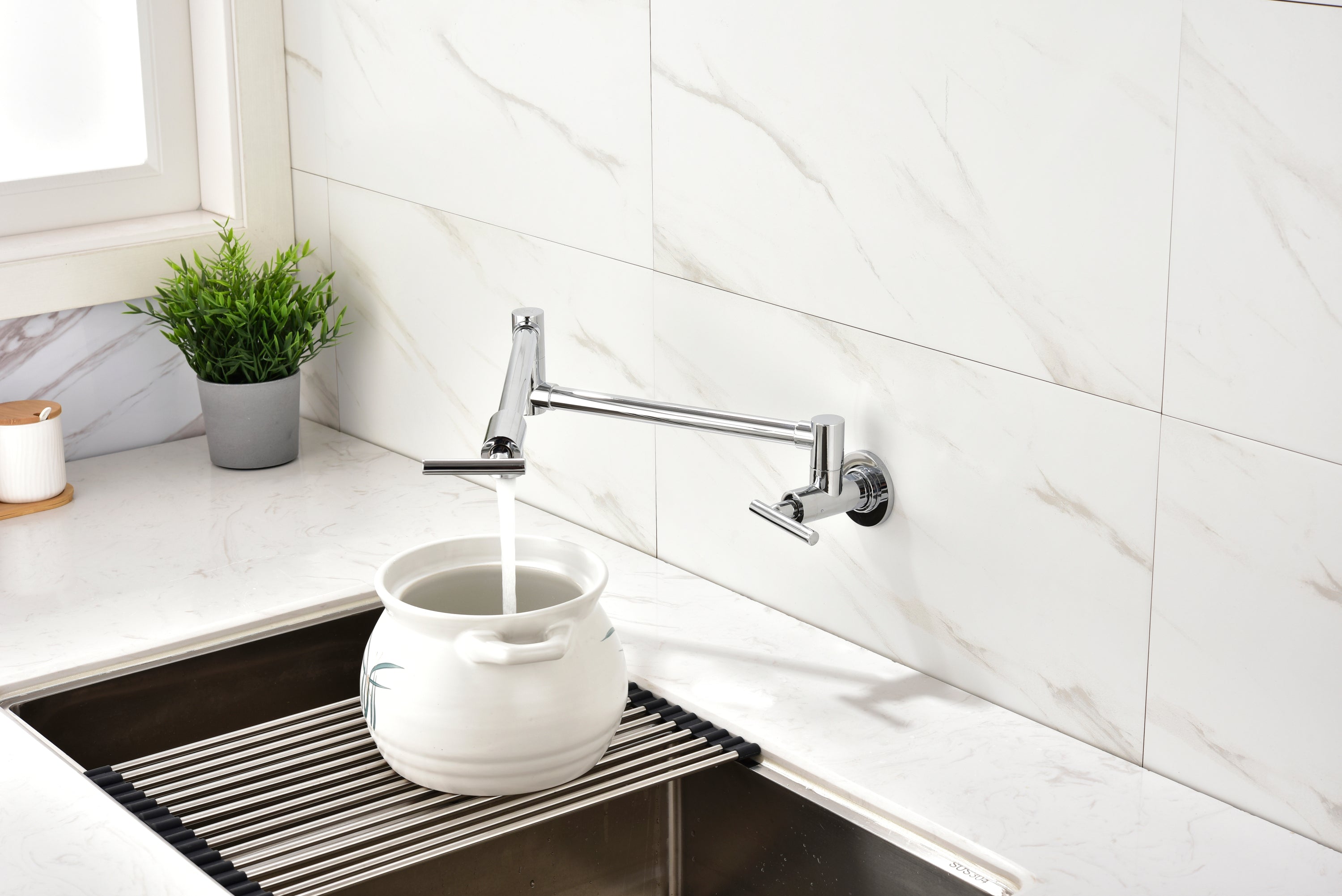 HAOYYE Pot Filler Faucet Wall Mount Sturdy Space-Saving Heavy Duty Modern Design Adults Dorm Room Easy Assembly Bedroom Furniture
