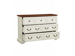 HAOYYE Farmhouse 7-Drawer Dresser With Rustic Natural Texture, Vintage Design Storage Chest, Organizer For Bedroom, Living Room, Hallway, Antique White Sturdy Space-Saving Furniture
