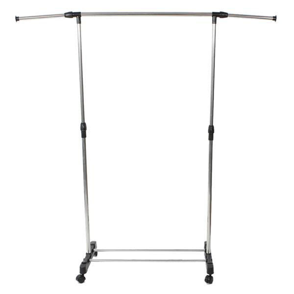 HAOYYE Single-Bar Vertically Stretching Clothes Rack with Shoe Shelf, Durable Silver Stand, Space-Saving Organizer, Modern Storage Solution for Bedroom or Closetsign Versatile Use Premium Quality Stylish Look Home Essentia
