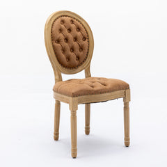 HAOYYE French Style Solid Wood Frame Antique Painting,Hand-pulled buckle decoration PU artificial leather Dining Chair with Nailhead Trim ,Wood Legs,Density Foam,Steel Spring inner,Set of 2,Orange,SW1839OG