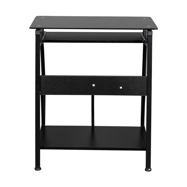 HAOYYE Exquisite Integrated Stalinite Computer Desk Black Sturdy Design Durable Multifunctional Modern Organizer Space-Saving Storage Solution Practical Stylish for Living Room or Office