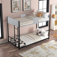 HAOYYE Metal Twin over Twin Bunk Bed with Vent Board/ Heavy-duty Sturdy Metal/ Noise Reduced/ Safety Guardrail/ CPC Certified Space-Saving Heavy Duty Modern Design Adults Dorm Room Easy Assembly