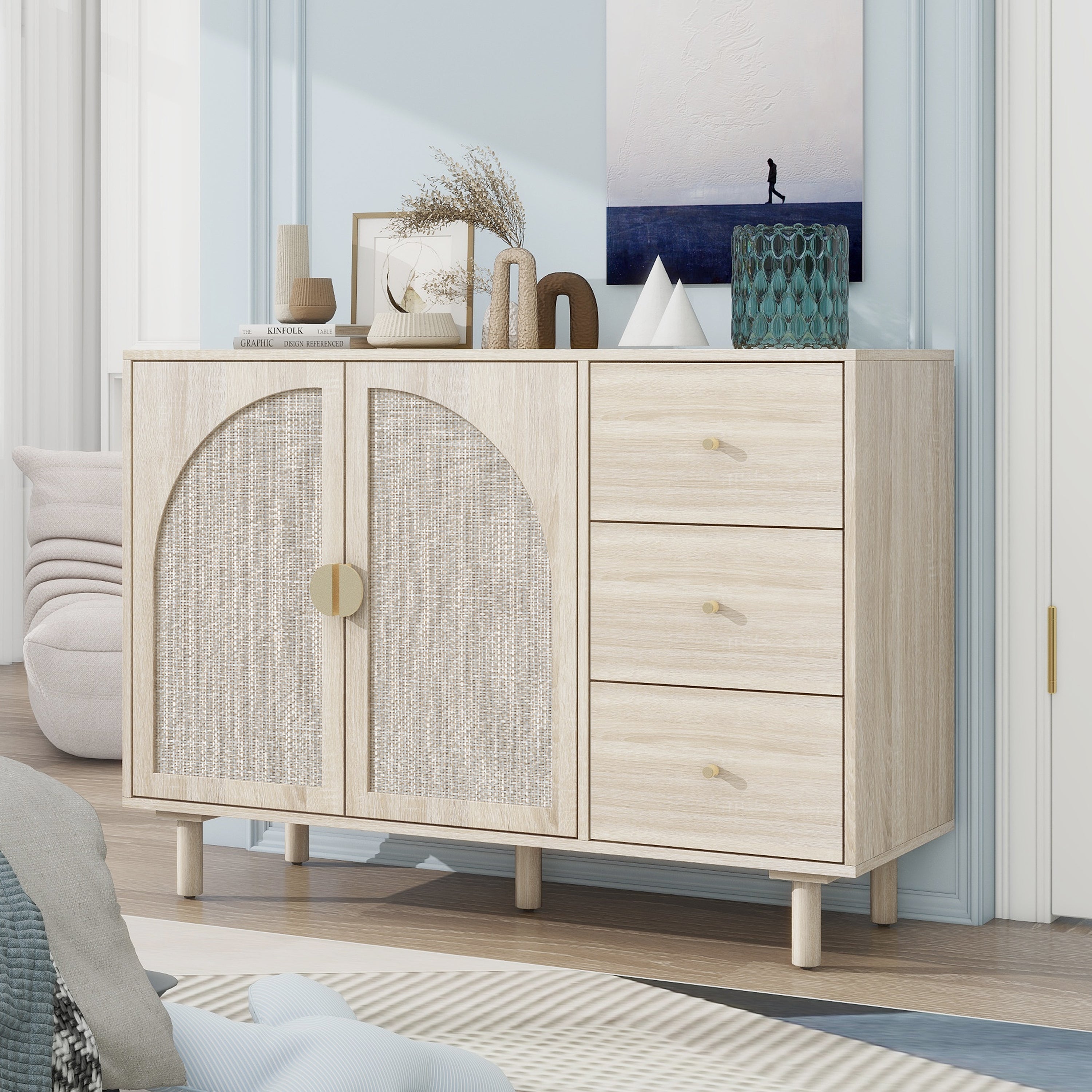 HAOYYE 2 Door 3 Drawer Storage Cabinet for Bedroom, Living Room, or Study, Sturdy Space-Saving Design, Heavy Duty Construction, Easy Assembly, Durable and Stylish Home Furniture, Versatile for Any Room