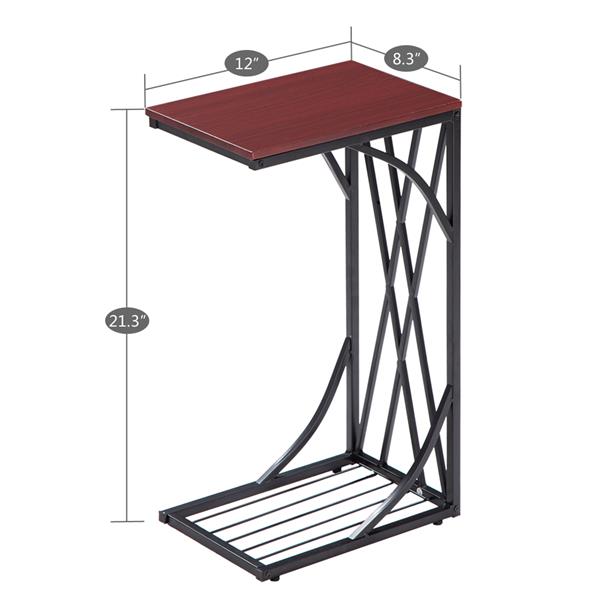 HAOYYE C-Type Sofa Table / Coffee Table, Cross-Line Brown Desktop, Soft Cozy Warm Flannel Fleece, Luxury Home Decor, Unique Design, Premium Quality, Comfortable and Decorative Accent for Living Room, Bedroom, Office