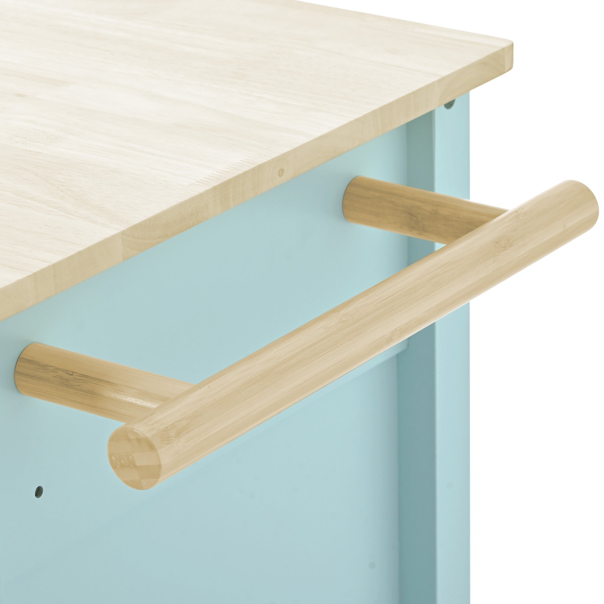 HAOYYE Kitchen Island Cart, Mint Green, with Solid Wood Top, 4-Door Cabinet, 2 Drawers, Adjustable Shelves, Spice Rack, Towel Bar, and 2 Locking Wheels. Modern, Space-Saving, Sturdy Heavy Duty Design for Easy Assembly and Versatile Use