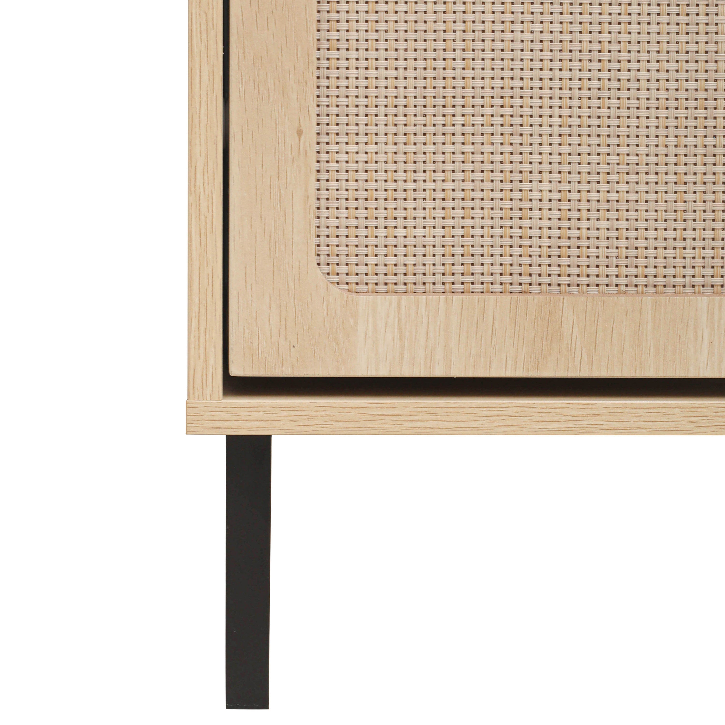 HAOYYE Rattan 5 Door Shoe Rack, Freestanding Modern Shoe Storage Cabinet, for Entryway Sturdy Space-Saving Heavy Duty Modern Design Easy Assembly Durable Stylish Home Furniture Versatile