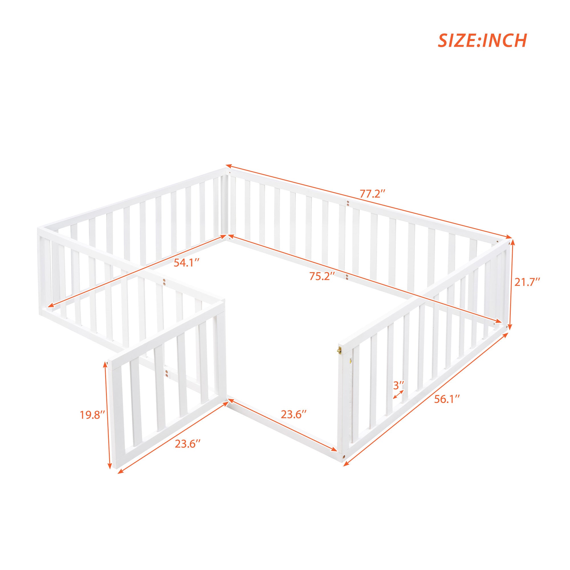 HAOYYE Full Size Wood Daybed Frame with Fence, White(OLD SKU:WF289662AAK) Sturdy Space-Saving Heavy Duty Modern Design Adults Dorm Room Easy Assembly Bedroom Furniture