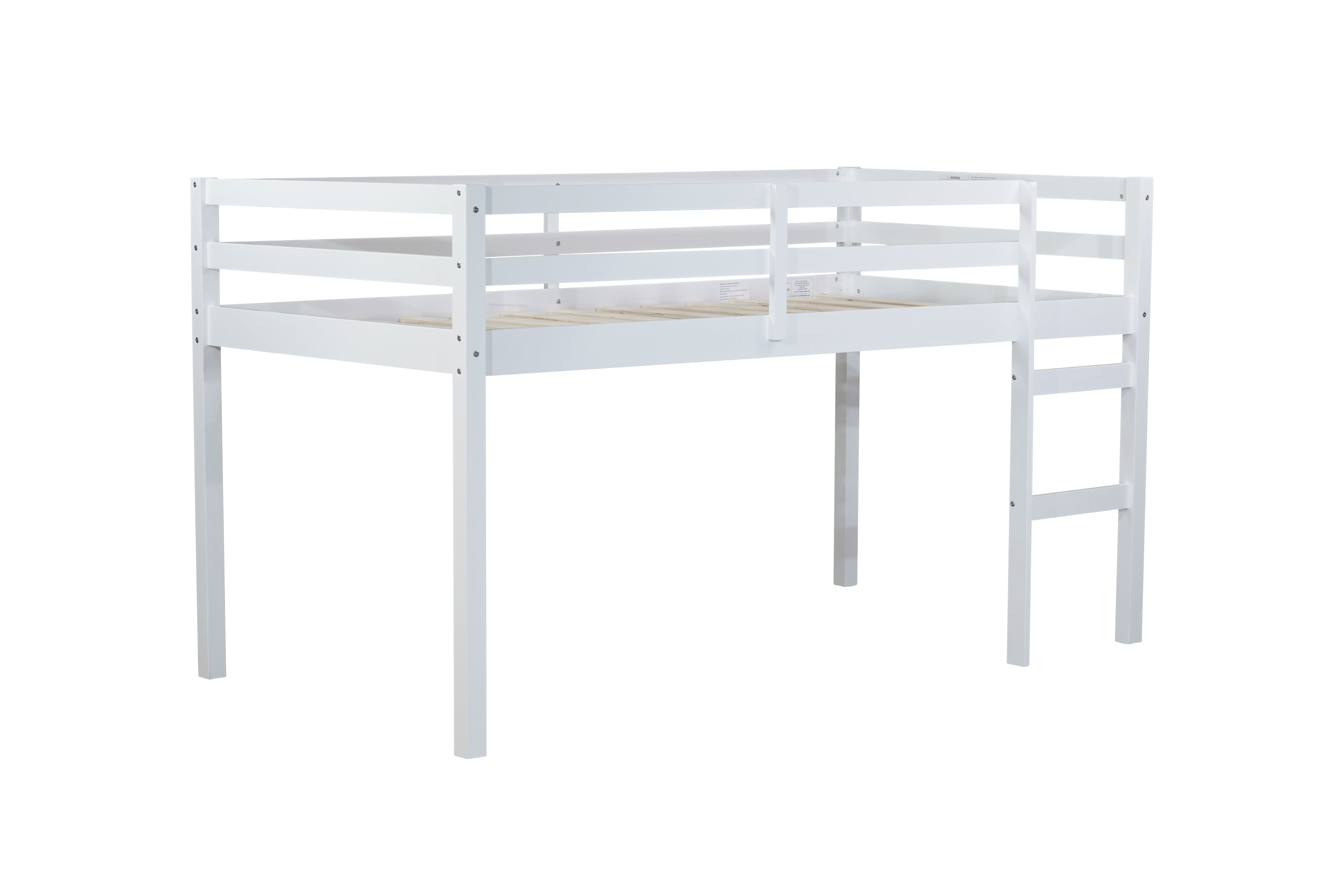 HAOYYE Solid Wooden, Rubber Wooden Twin Loft Bed with Ladder, Bed Platform of Strengthened Slats , White Sturdy Space-Saving Heavy Duty Modern Design Adults Dorm Room Easy Assembly Bedroom Furniture