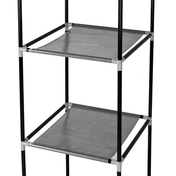 HAOYYE 64" Portable Closet Organizer with Shelves, Durable and Space-Saving Clothes Storage Wardrobe, Modern Design Garment Rack with Hanging Rod and Extra Shelving, Versatile and Stylish Home Organizer for Bedroom or Laundry Room