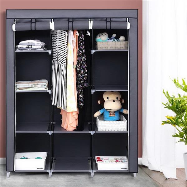 HAOYYE 67" Portable Closet Organizer with 10 Shelves, Extra Space, Quick Assembly, Gray, Durable Space-Saving Storage Solution, Modern Design, Versatile Use for Bedroom, Walk-In Closet, and Small Spaces