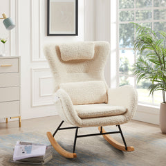 HAOYYE Rocking Chair Nursery, Modern Rocking Chair with High Backrest Sturdy Space-Saving Heavy Duty Modern Design Adults Dorm Room Easy Assembly Bedroom Furniture