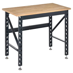 HAOYYE Garage Work Bench with Adjustable Footpads Wood Tabletop Heavy Duty Workstation Tool Table for Workshop Home Office Utility Workbench for Repair Assembly Craft Projects