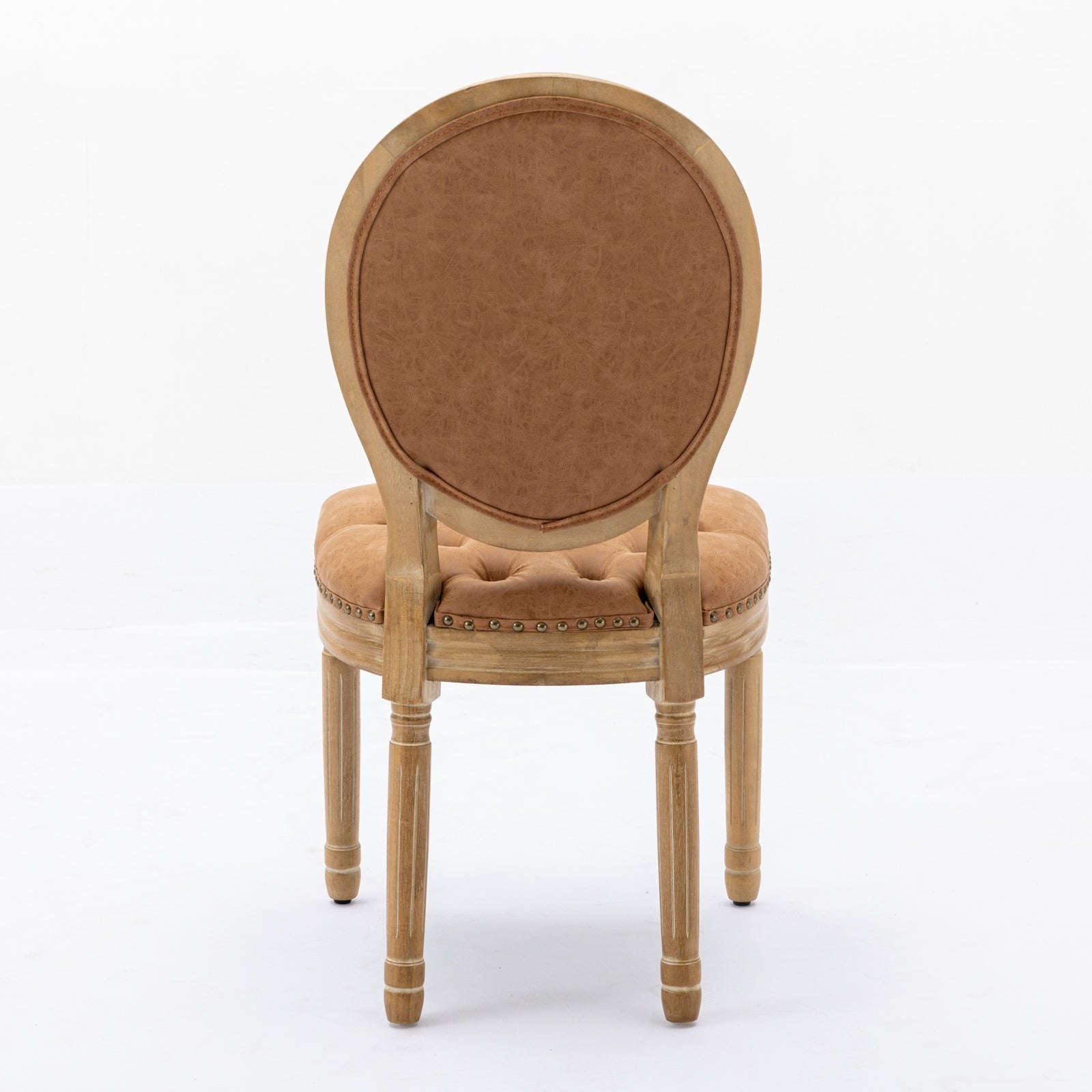 HAOYYE French Style Solid Wood Frame Antique Painting,Hand-pulled buckle decoration PU artificial leather Dining Chair with Nailhead Trim ,Wood Legs,Density Foam,Steel Spring inner,Set of 2,Orange,SW1839OG