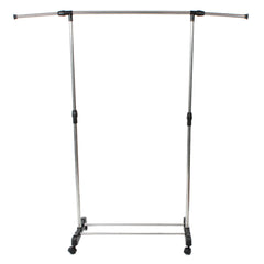 HAOYYE Single-Bar Vertically Stretching Clothes Rack with Shoe Shelf, Durable Silver Stand, Space-Saving Organizer, Modern Storage Solution for Bedroom or Closetsign Versatile Use Premium Quality Stylish Look Home Essentia