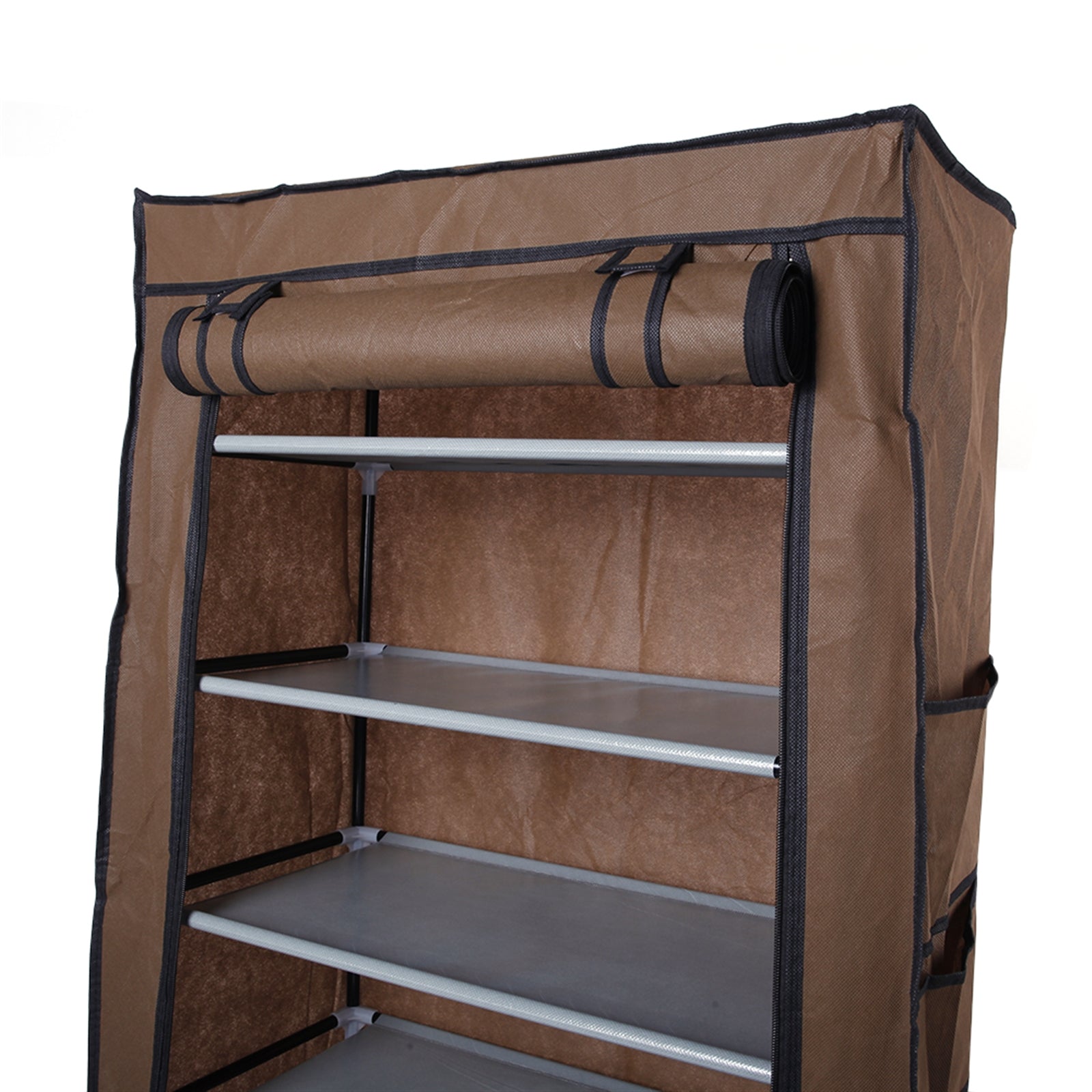 HAOYYE 9-Lattice Non-Woven Fabric Shoe Rack, Durable Space-Saving Storage Organizer, Modern Design, Stylish and Compact Coffee Finish, Home Essentials for Living Room, Bedroom, Closet, or Entryway Organization