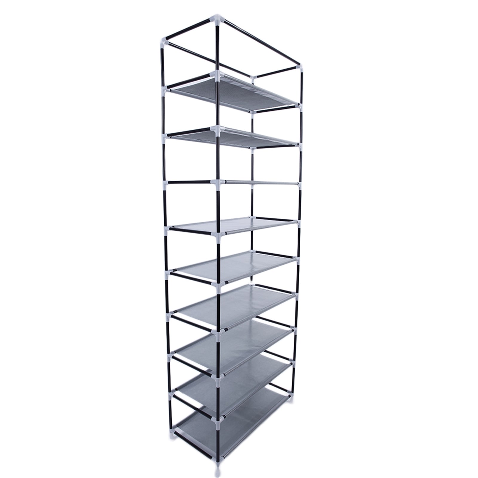 DE Direct HAOYYE Fashionable Space-Saving Shoe Rack with 9 Lattices Non-Woven Fabric Cover Freestanding Shoe Organizer for Closet Entryway Bedroom Durable Lightweight Design in Gray
