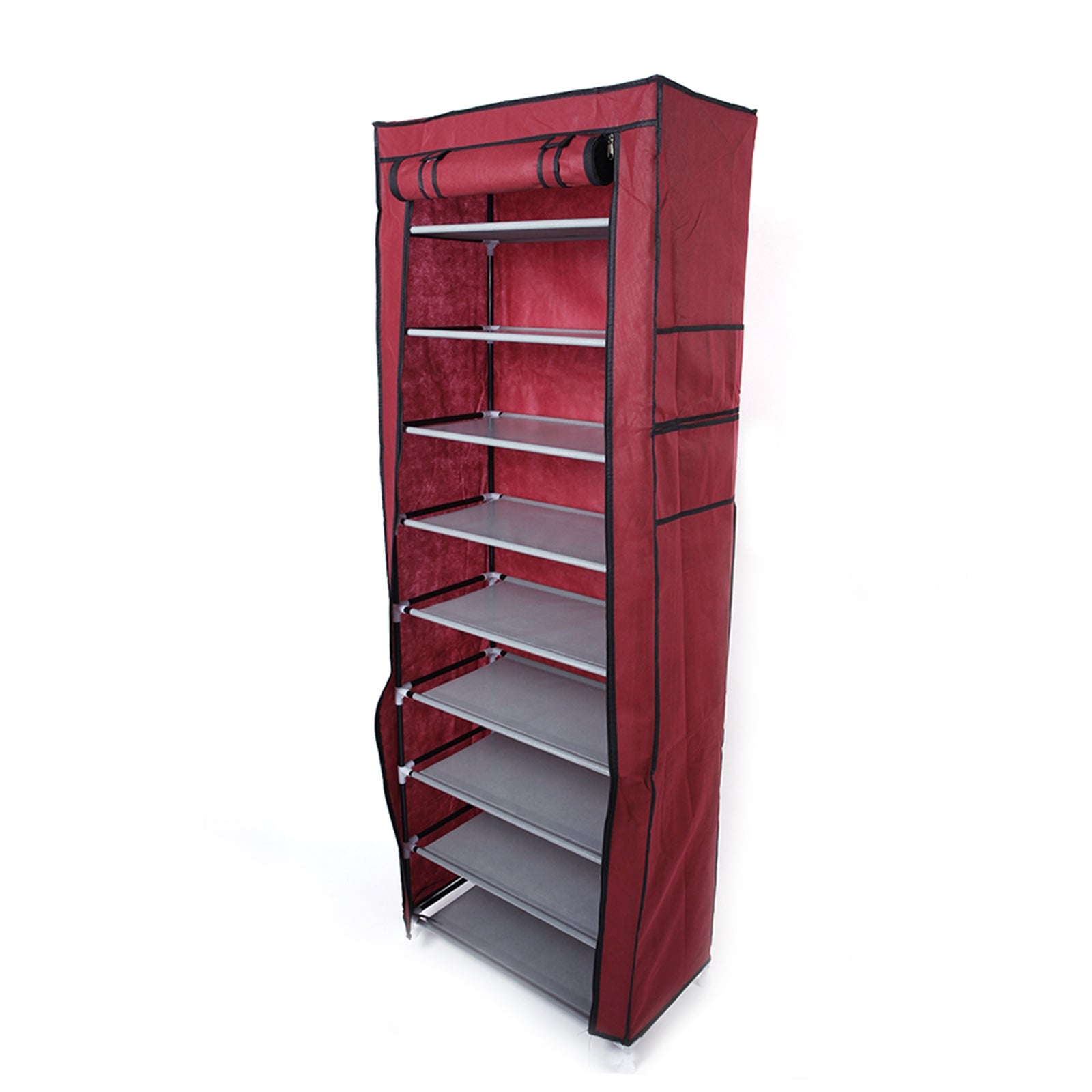HAOYYE Fashionable Space-Saving Shoe Rack with 9 Lattices, Durable Non-Woven Fabric Organizer in Wine Red, Modern Design for Versatile Use, Premium Quality Storage Solution, Stylish Look for Home Essentials