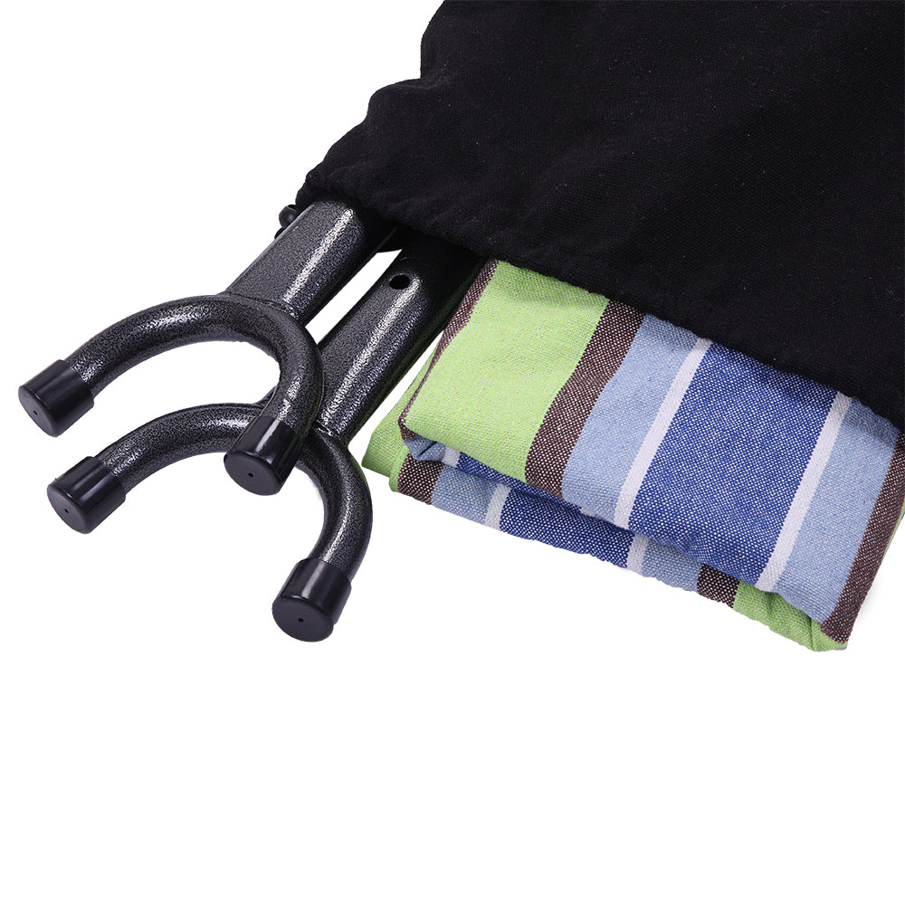 Haoyye Portable Outdoor Polyester Hammock Set with Stand and Carry Bag Lightweight Foldable Hanging Bed for Patio Backyard Porch Garden Camping Travel Relaxing and Lounging Hammock for Indoor Outdoor Use