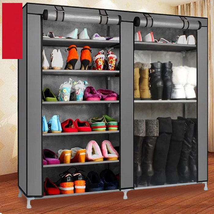 HAOYYE Double Rows 9-Lattice Combination Shoe Cabinet, Gray Durable Space-Saving Shoe Organizer, Modern Design, Versatile Storage Solution for Shoes, Accessories, and Home Essentials, Stylish Look for Living Room, Bedroom, or Entryway