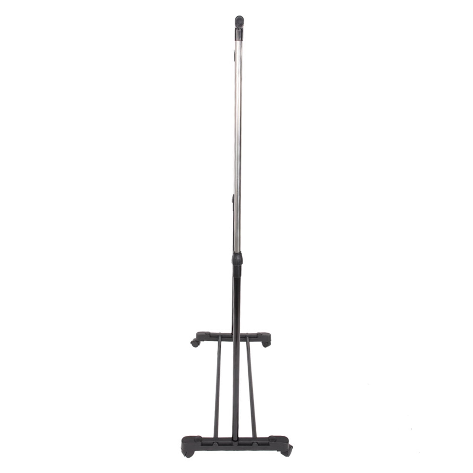 HAOYYE Single-Bar Vertical and Horizontal Stretching Stand Clothes Rack with Shoe Shelf, Black and Silver, Durable Space-Saving Organizer, Modern Design, Versatile Storage Solution for Home and Bedroom, Premium Quality Construction