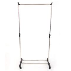 HAOYYE Single-Bar Adjustable Clothes Rack with Shoe Shelf, Space-Saving Vertical & Horizontal Stretching Garment Organizer, Modern Durable Silver Metal Frame, Versatile Home Storage Solution for Bedroom, Closet, Entryway, and Laundry Room