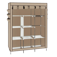 HAOYYE 69" Beige Non-Woven Fabric Wardrobe, High-Leg Assembled Closet Organizer with Dustproof Cover, Durable Space-Saving Storage Solution for Bedroom, Living Room, Modern Design, Stylish and Versatile for Home Essentials