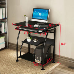 HAOYYE Exquisite Integrated Stalinite Computer Desk Black Sturdy Design Durable Multifunctional Modern Organizer Space-Saving Storage Solution Practical Stylish for Living Room or Office